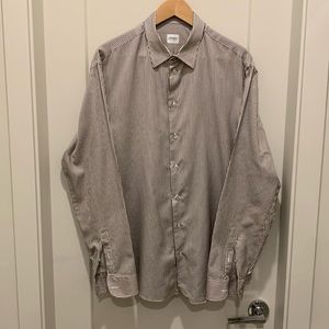 Armani Collezioni Brown & White striped cotton casual shirt size XL